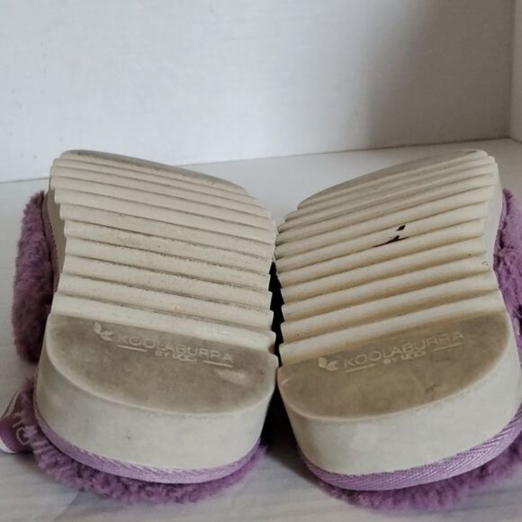 Koolaburra by Ugg Fuzz’n Faux Fur Open Toe Sandal Purple Cozy Slipper Big Kids 4 - Picture 9 of 13
